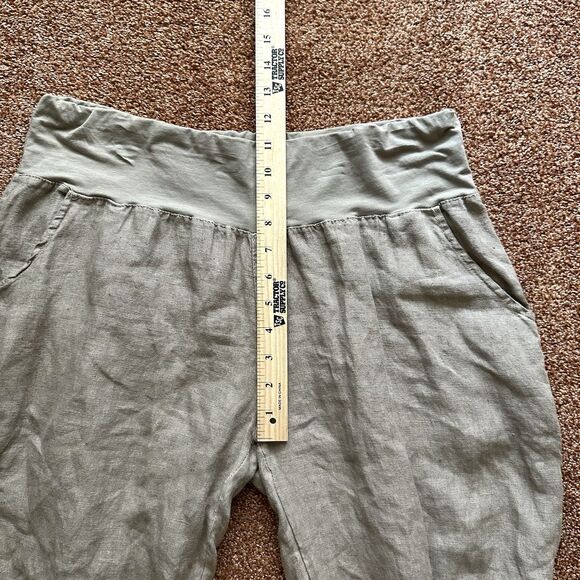 Ozange Linen Pants Women’s Lg Pullon Capri Wide Leg Coastal Beach Neutral - Picture 7 of 8